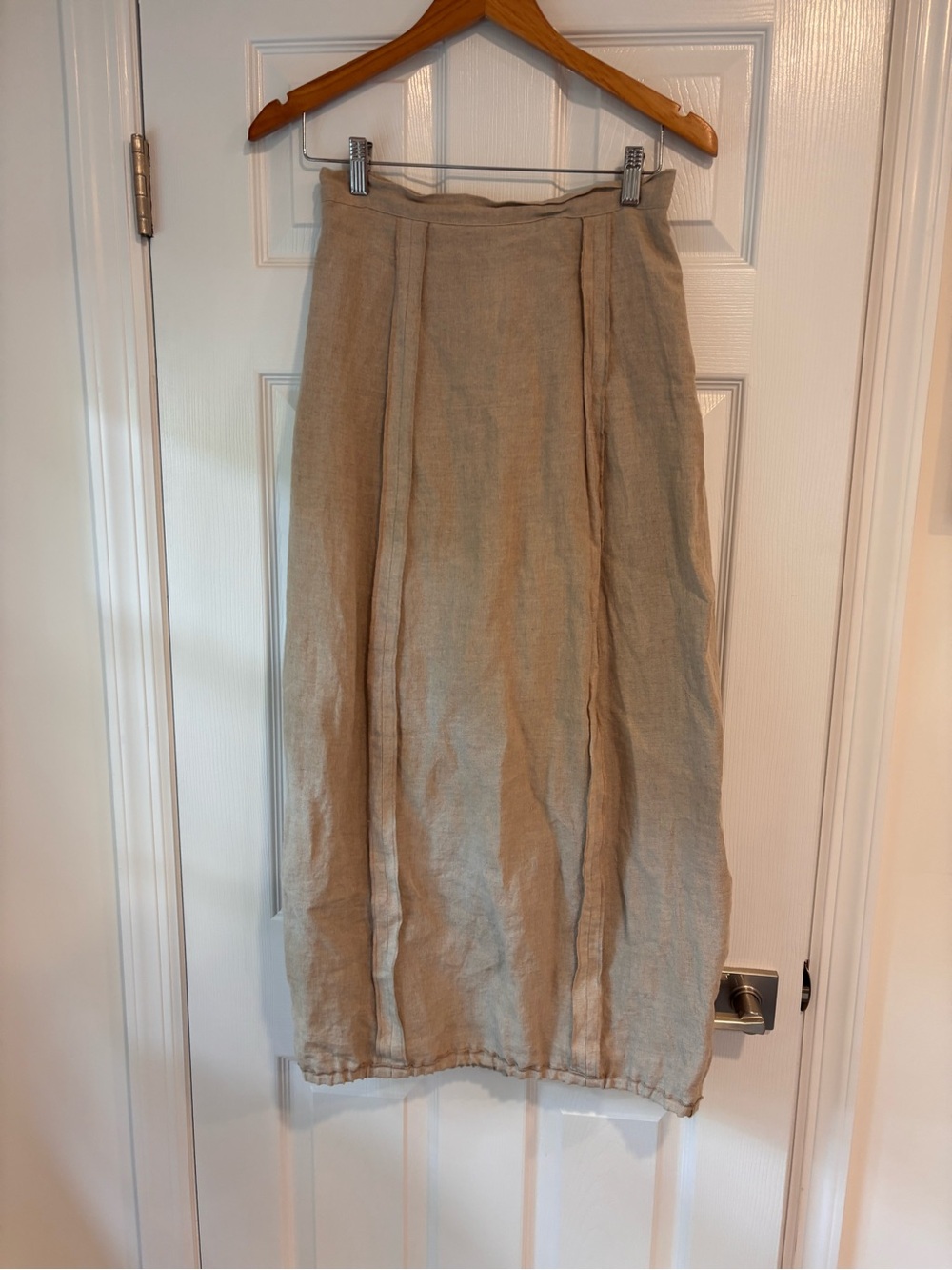 Vintage Lilith natural flax linen panel maxi skirt